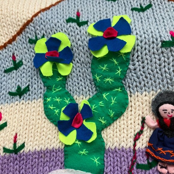 Peruvian Hand Decorated "Family" Sweater Size M/L EUC - Picture 4 of 12